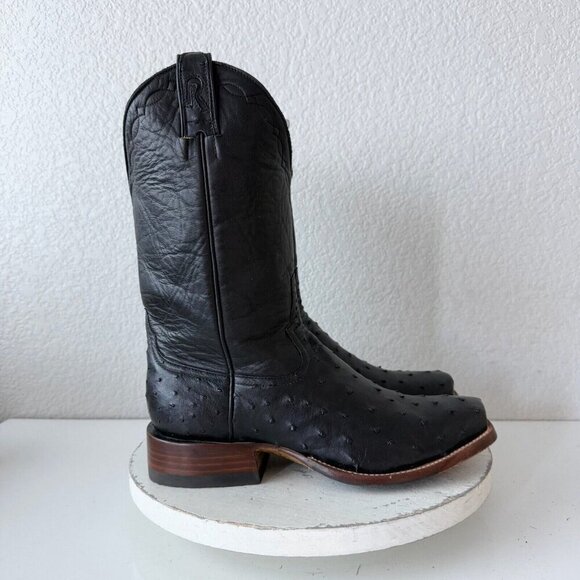 Rod Patrick Womens Cowboy Boots Size 9E Black Full Quill Ostrich Cowgirl Western - Picture 2 of 11